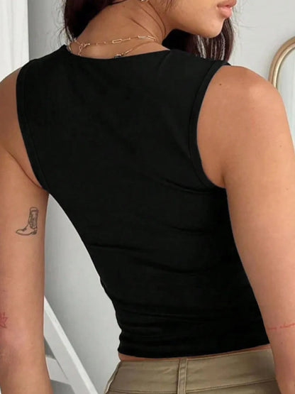 Women's Lightweight Square Neck Wide Strap Tank Top - Tank Tops