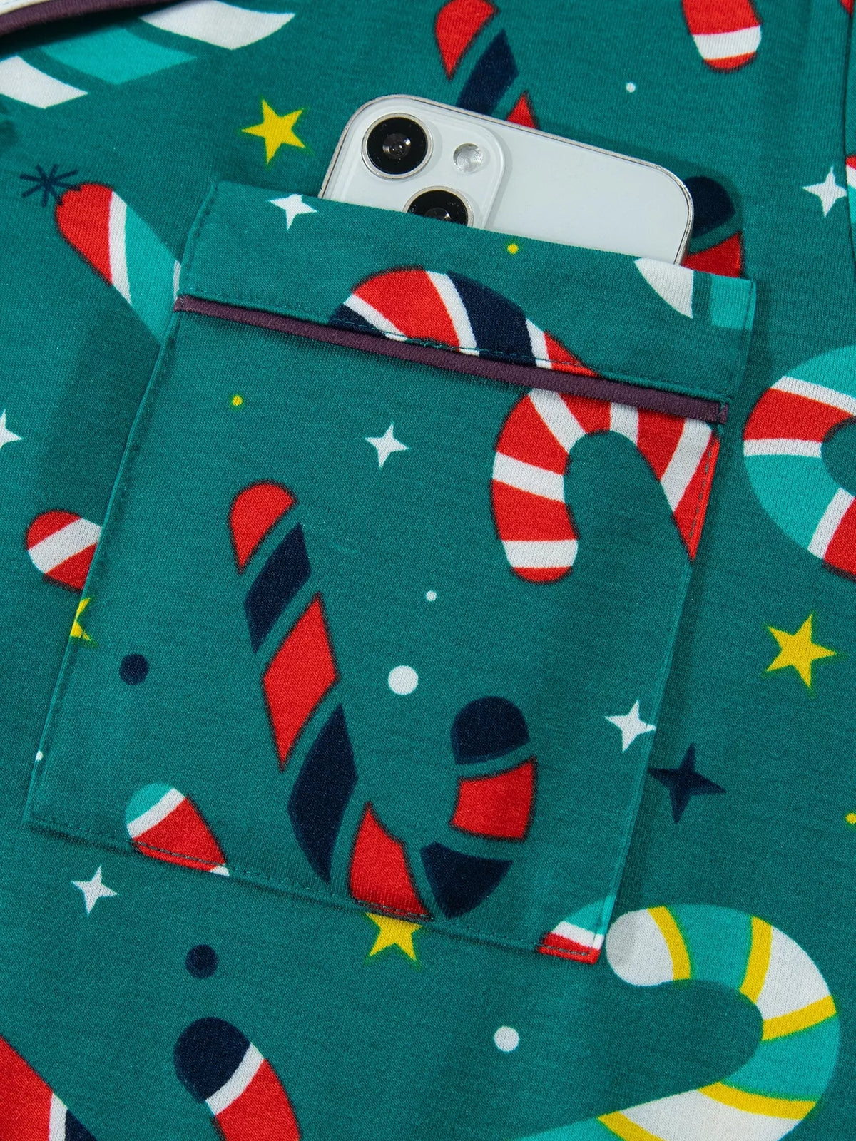 Abstract Candy Cane Print Two-Piece Lounge Set