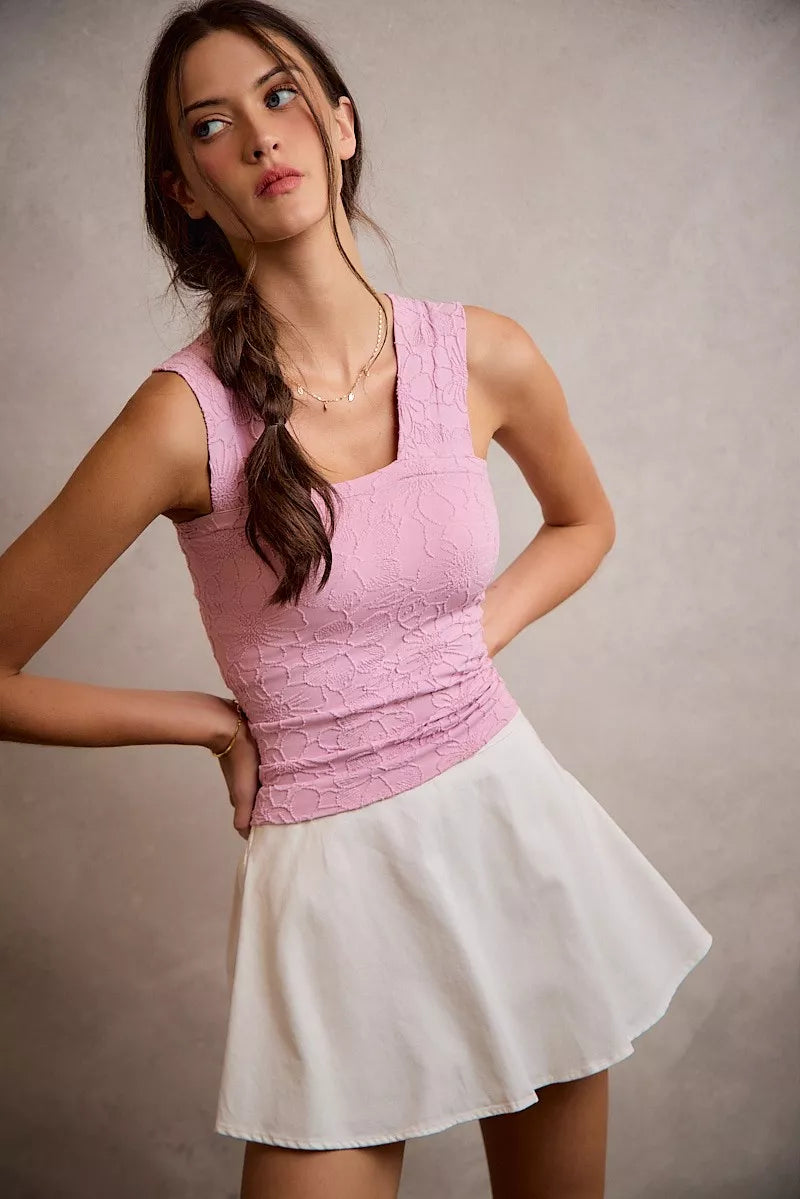 Women's Denim Bubble Skort, Smocked Back - Skorts
