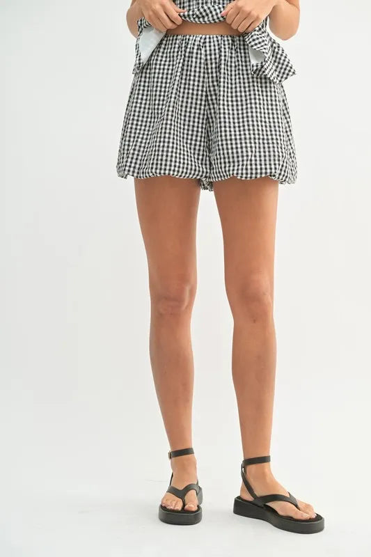 Gingham Tube Top and Shorts Set - Outfit Sets