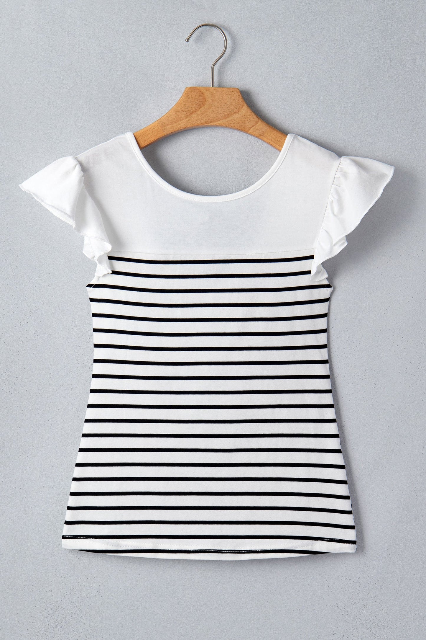 Striped Contrast Bow Tie Back Ruffle Sleeveless Tank Top — Sophisticated Casual Style
