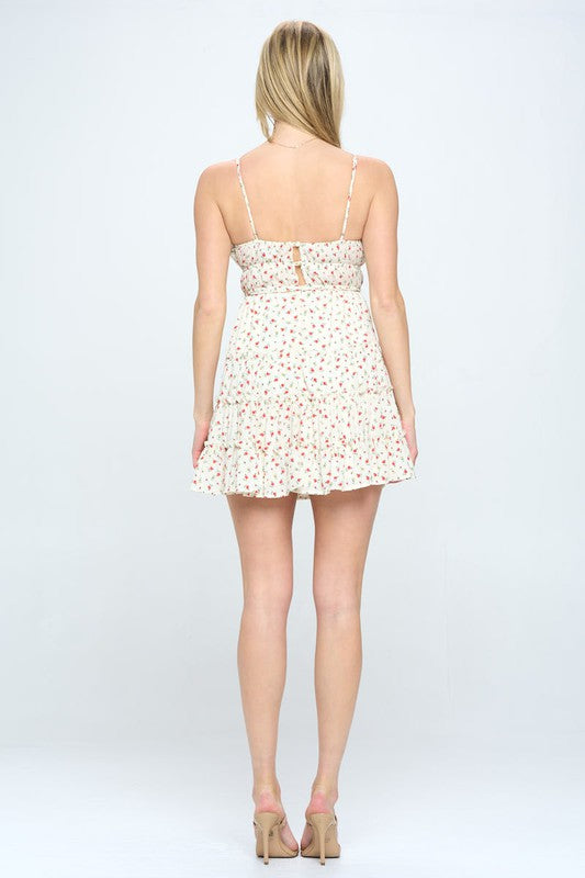 Floral Ruffle Cami Mini Fit-and-Flare Dress – outfit idea for women | Ro + Ivy