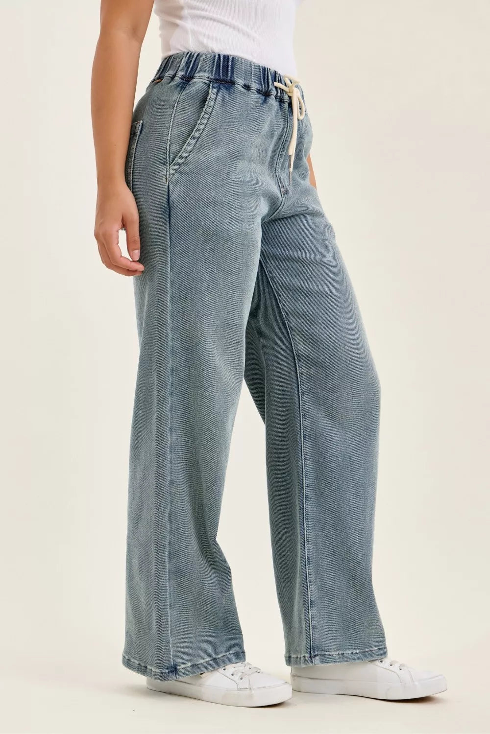 Women's High Waist Baggy Jeans, Stone Wash - Jeans