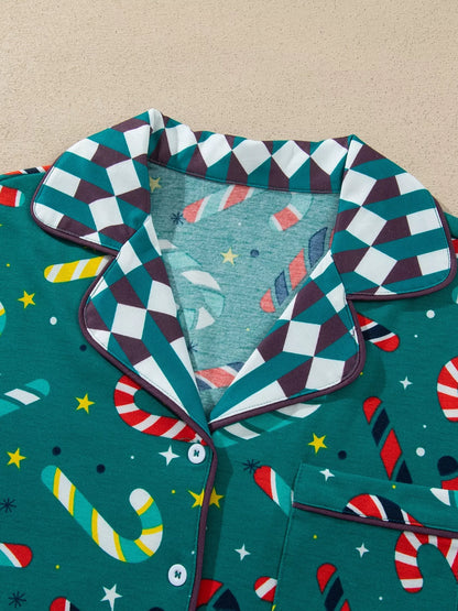 Abstract Candy Cane Print Two-Piece Lounge Set