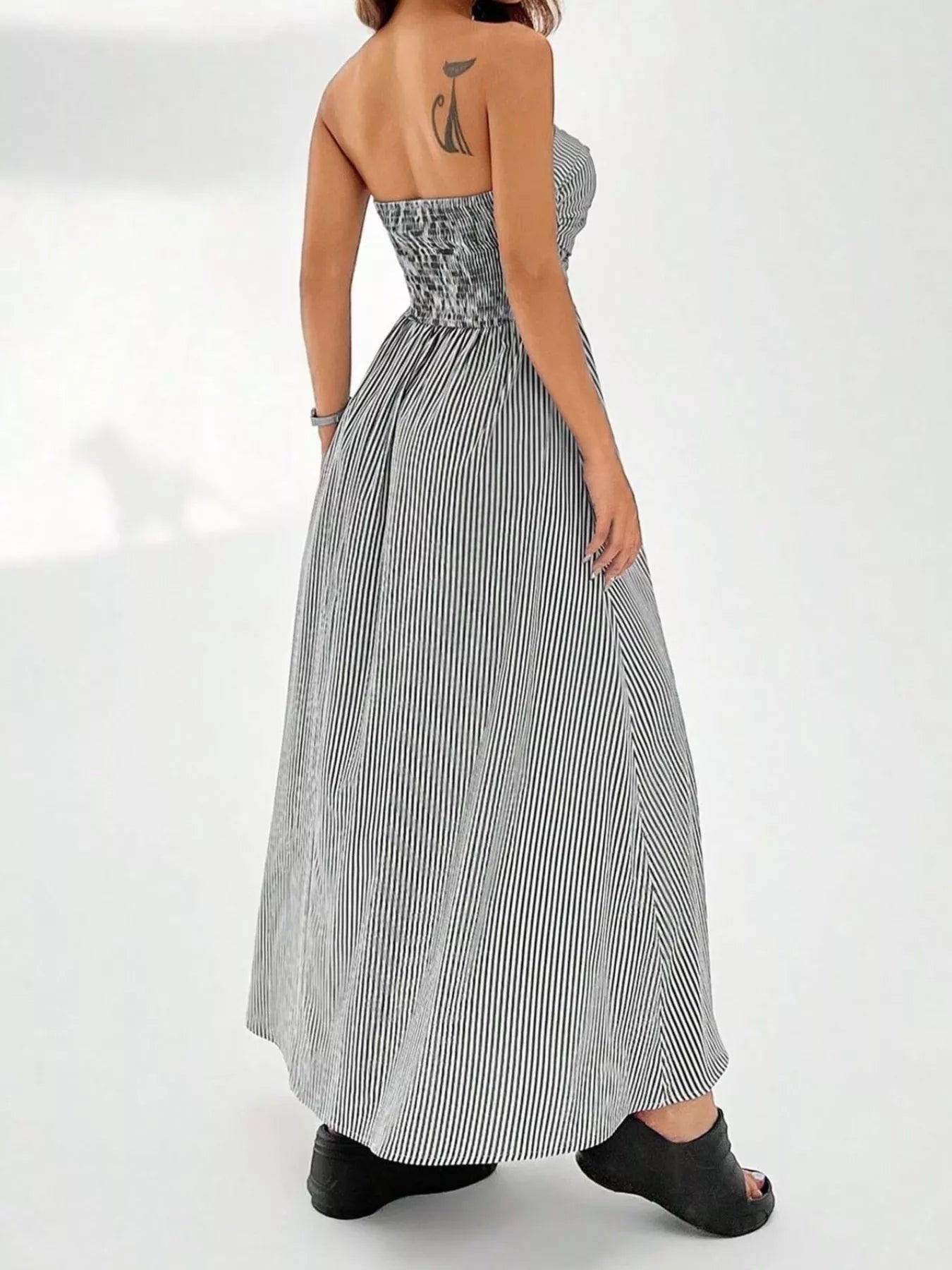 Strapless Featherweight Cotton Striped Maxi Dress - Maxi Dresses