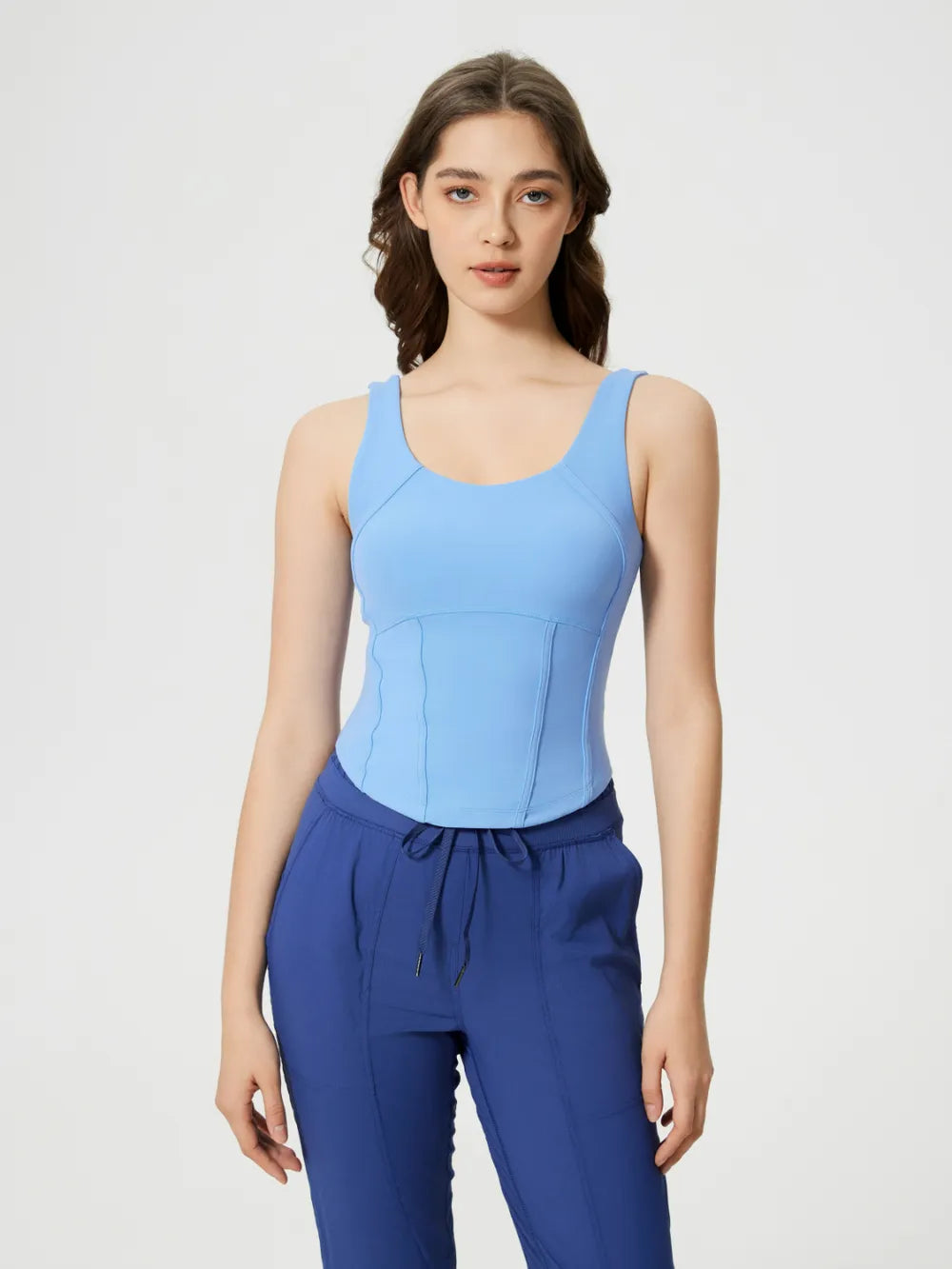 Round Neck Wide Strap Activewear Tank Top