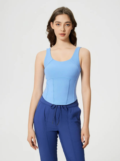 Round Neck Wide Strap Activewear Tank Top
