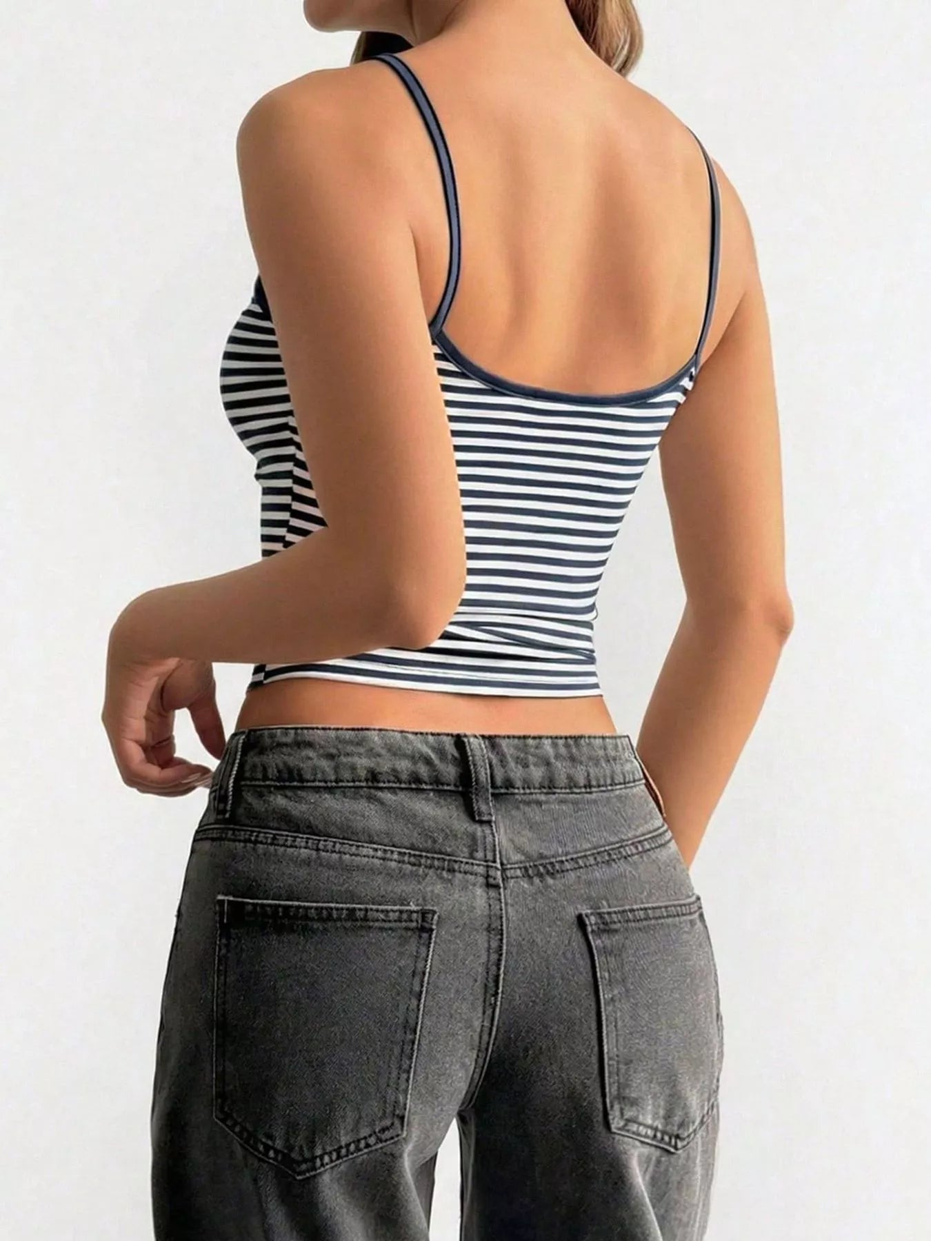 Lace Trim Striped Cami