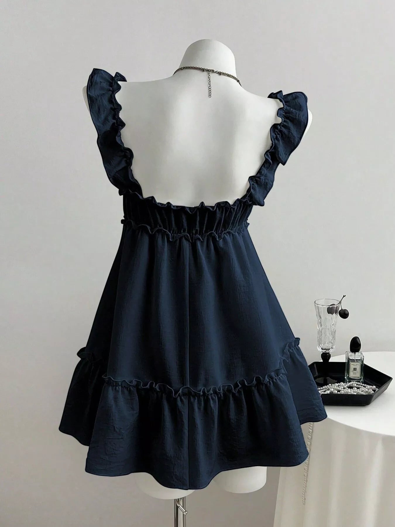 Ruffled Square Neck Mini A-Line Dress
