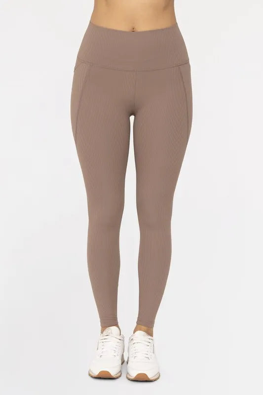 Soft Ribbed High Waisted Leggings – DEEP TAUPE outfit idea for women | Ro + Ivy