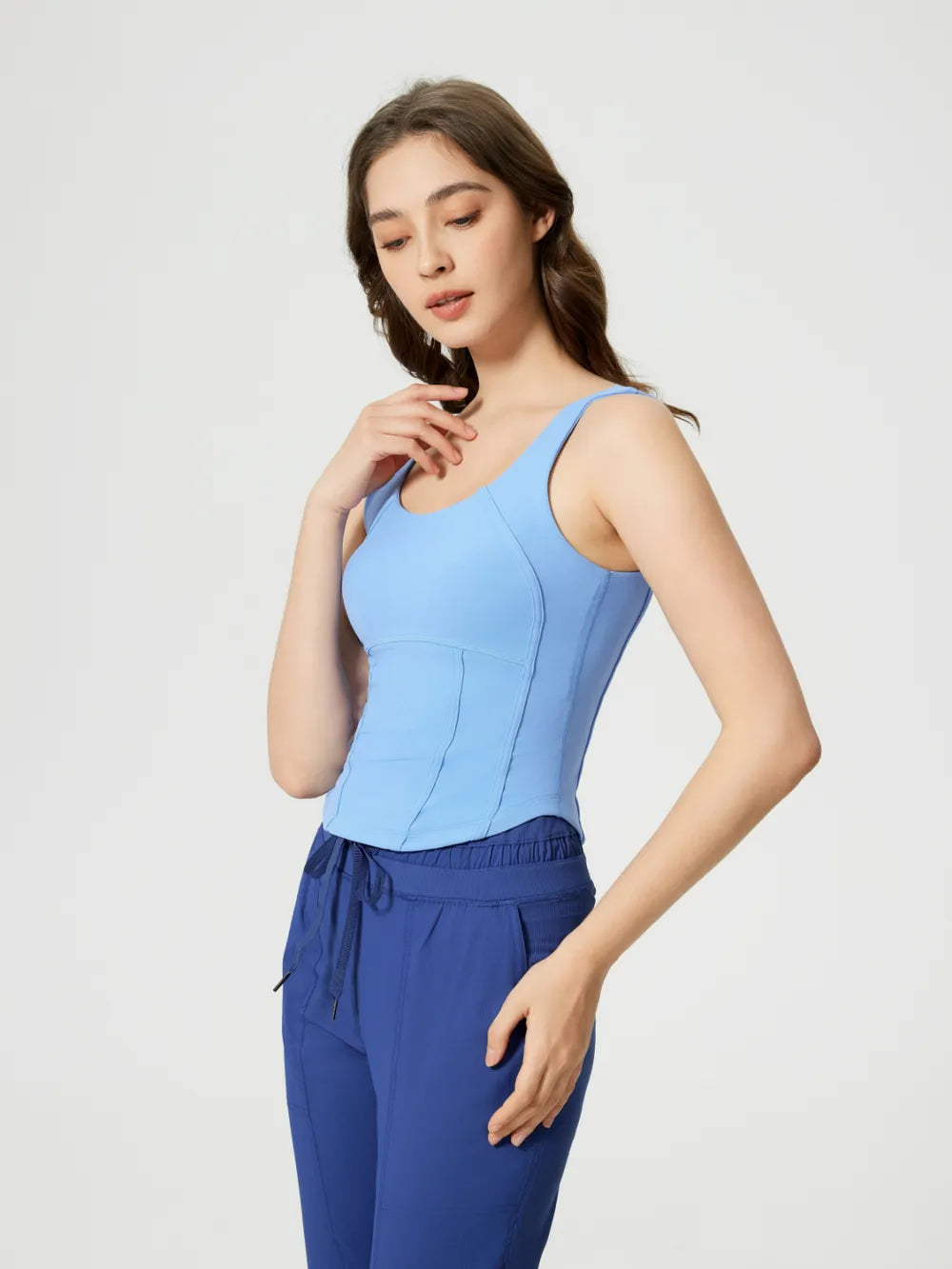 Round Neck Wide Strap Activewear Tank Top