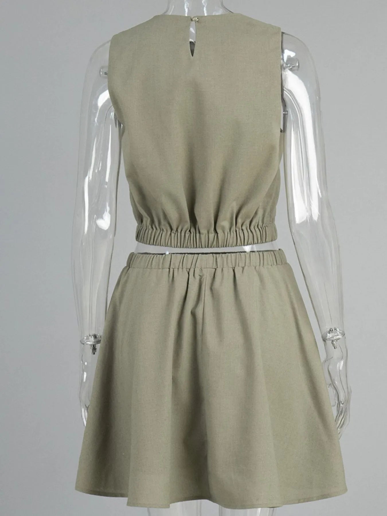 Round Neck Sleeveless Top and Skirt Set - Outfit Sets