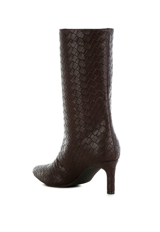 Mentha Woven Faux Leather Boots - Ro + Ivy