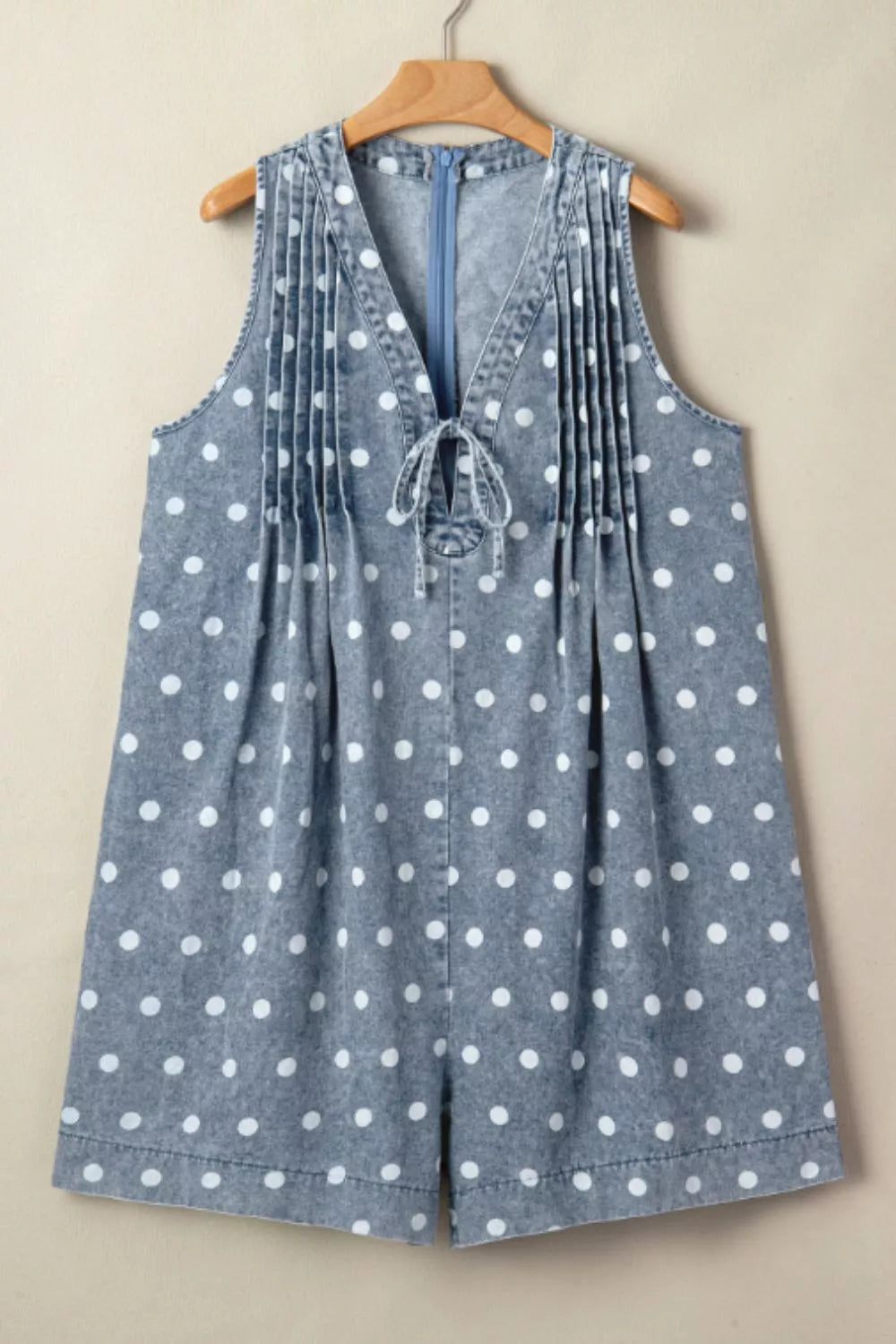 Women's Vintageka Dot Denim Romper - Rompers