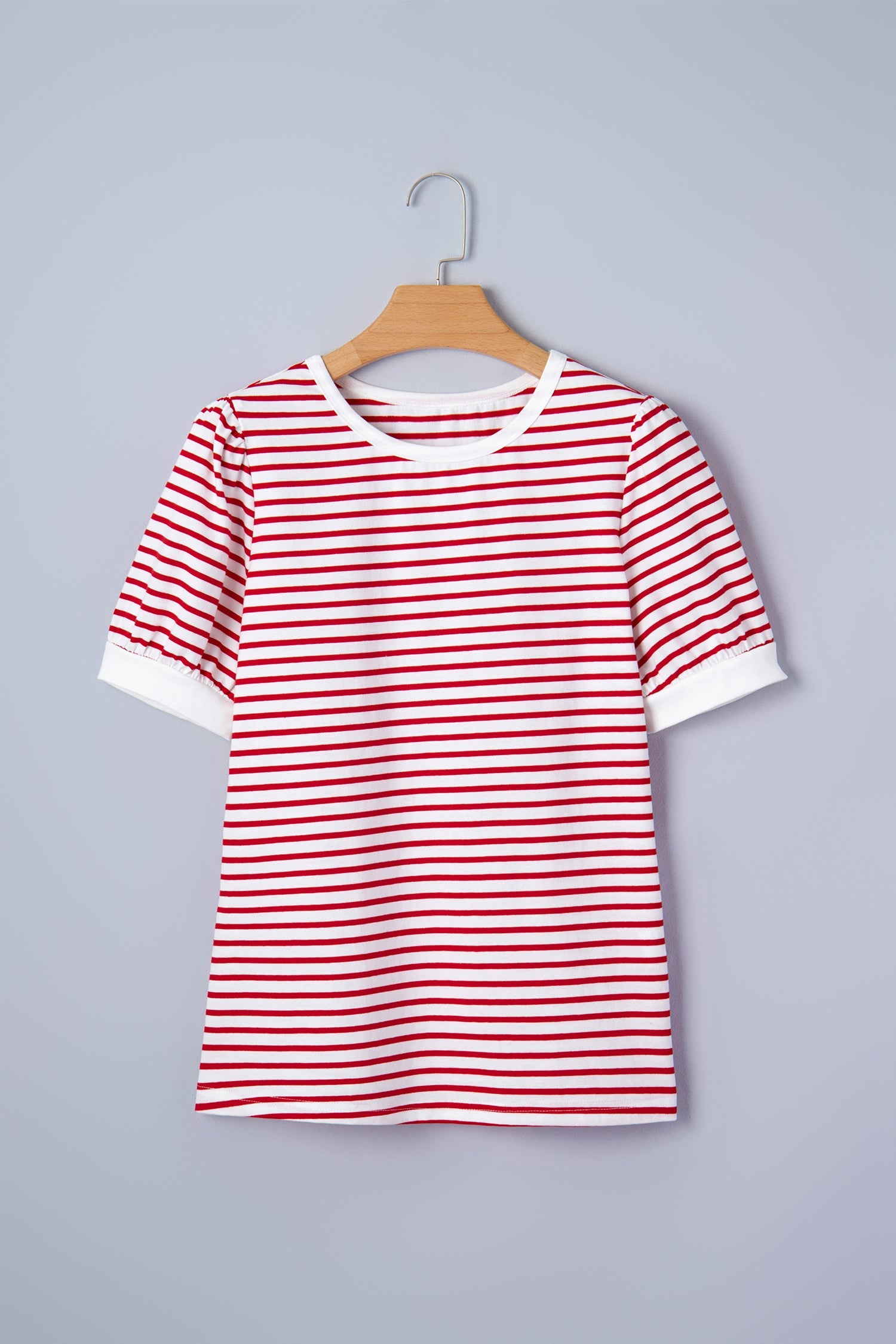 Classic Striped Puff Sleeve Casual T-Shirt — Comfortable Relaxed Everyday Style - Tops & Tees