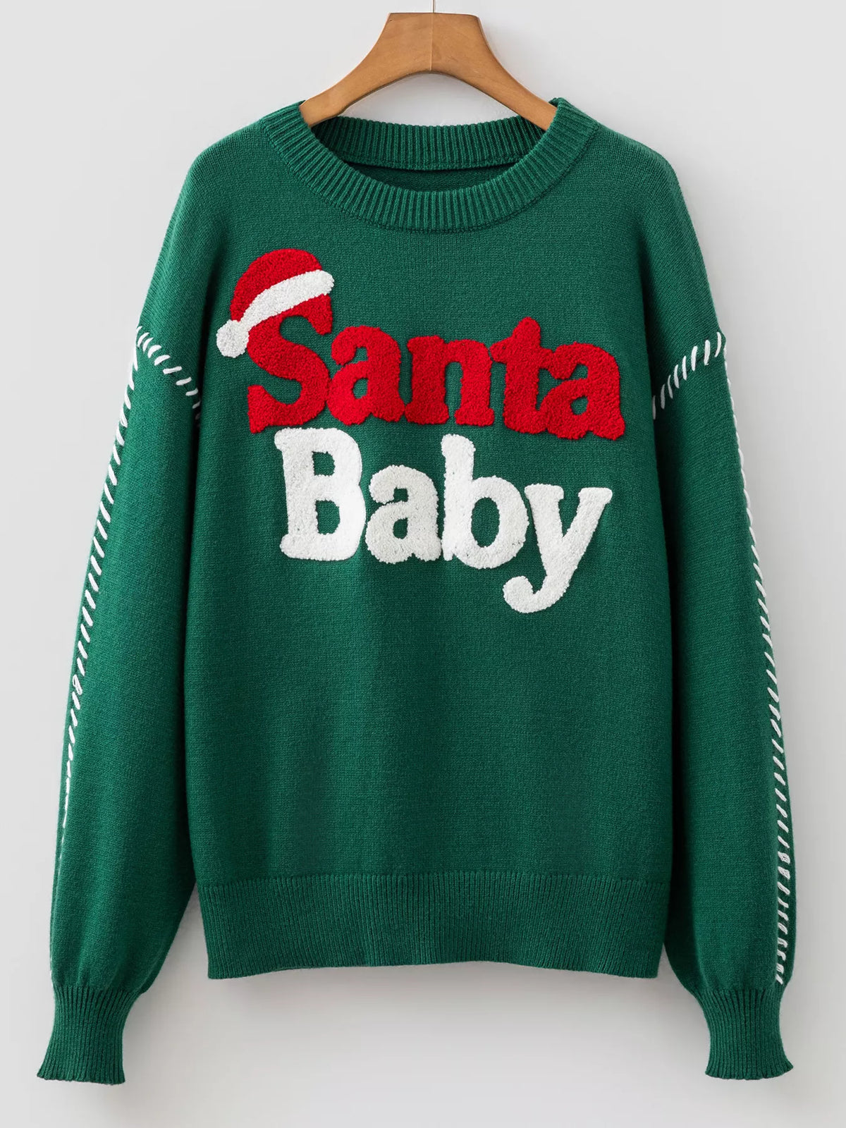 Santa Baby Embroidered Christmas Pullover Sweater