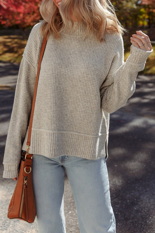 Waffle Drop Shoulder Sweater | Trendy Sweaters Outfit Idea for Women by Ro + Ivy | Elevated Basics, Modern Comfort & Style