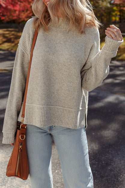 Waffle Drop Shoulder Sweater | Trendy Sweaters Outfit Idea for Women by Ro + Ivy | Elevated Basics, Modern Comfort & Style