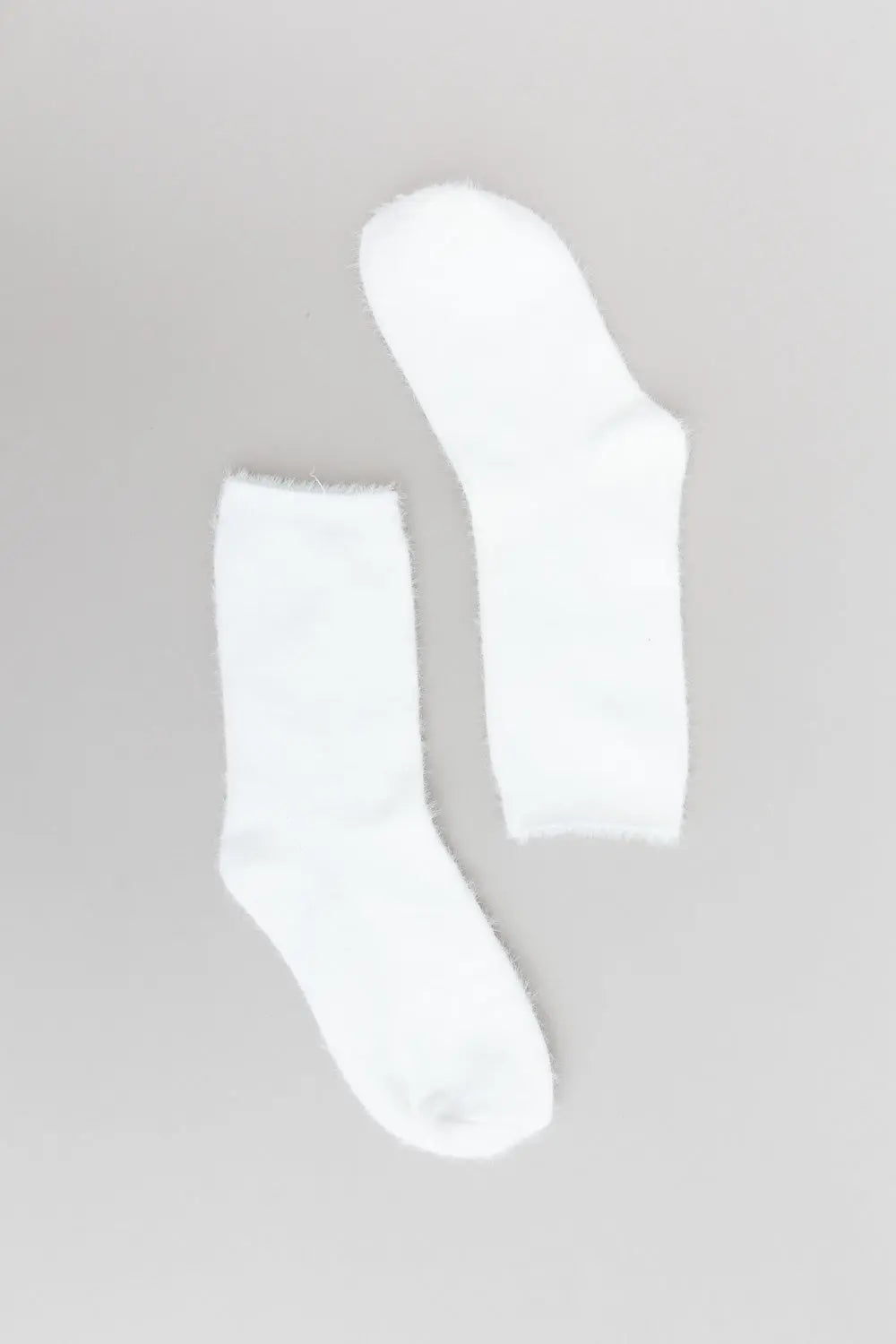 Cozy Fuzzy Crew Socks Ivory
