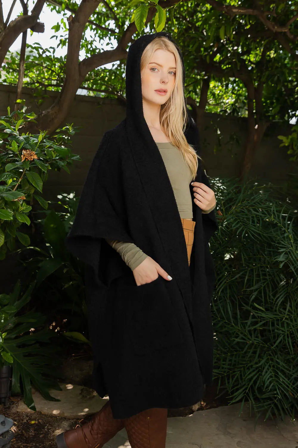 Cozy Hooded Ruana Poncho