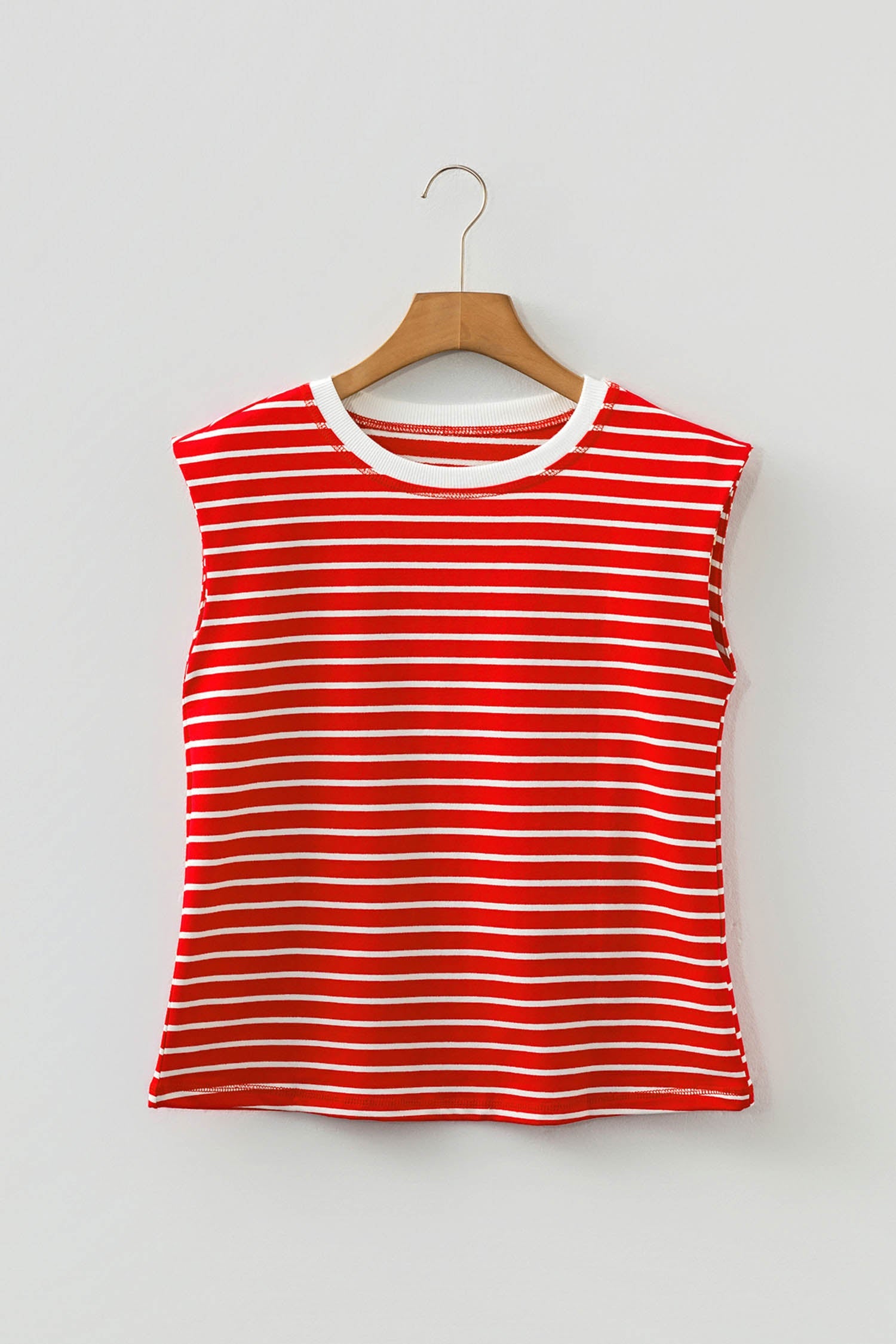 Striped Trim Loose Sleeveless Tank Top — Classic Chic Versatile Everyday Style - Tank Tops