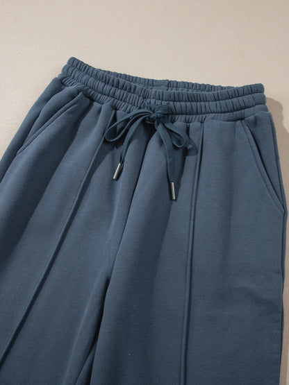 Women's Collared Sweatshirt and High Waist Pants Active Set - Activewear Sets