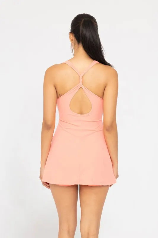 Twist Racerback Fit-And-Flare Active Tennis Dress - Active Dresses