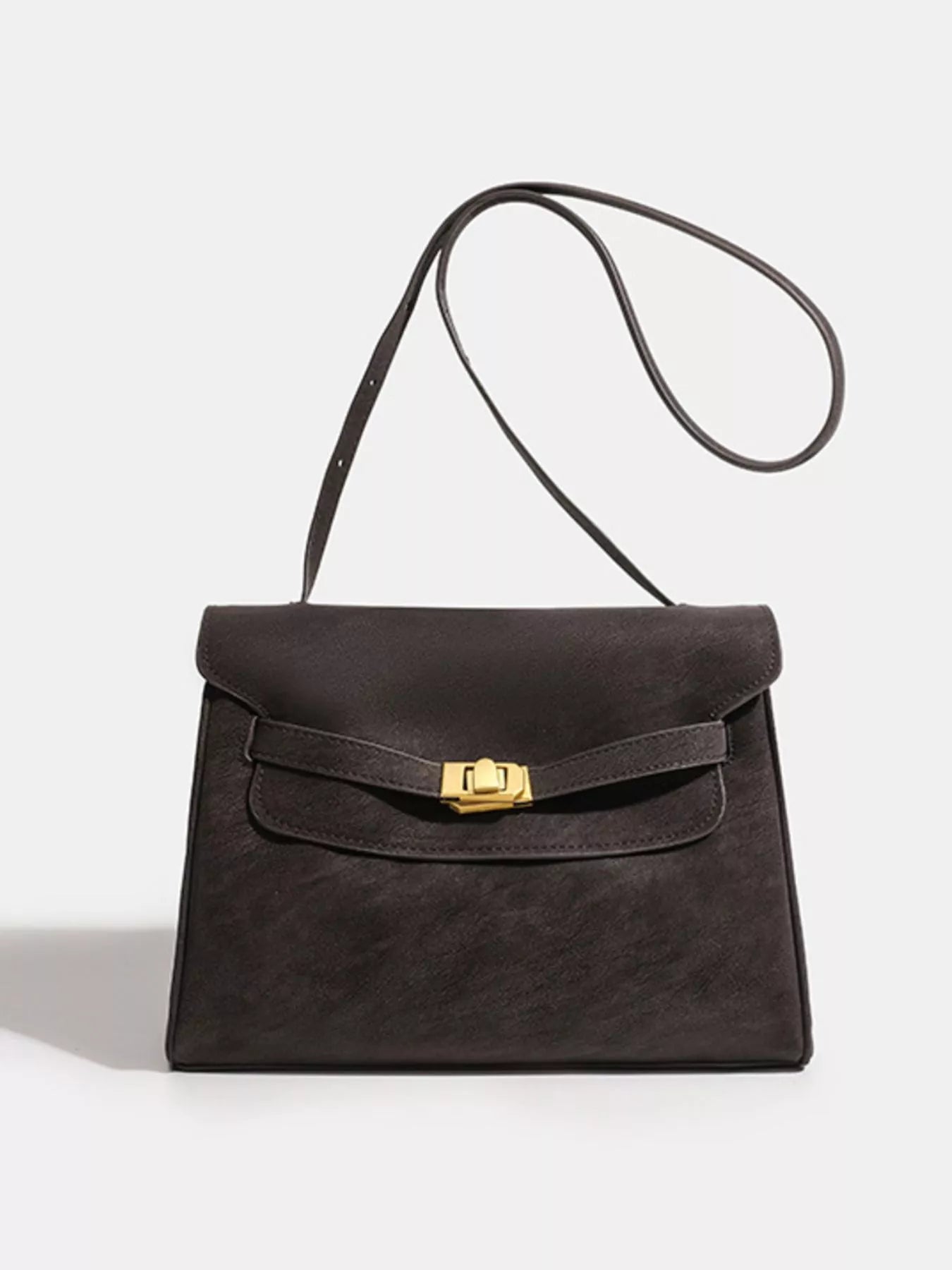 Women's Buckle Closure Faux Leather Shoulder Bag - Shoulder Bags