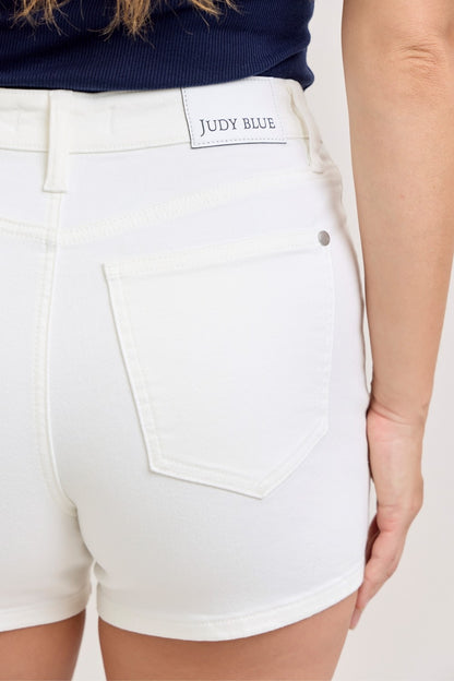 High-Waist Slim Fit Denim Shorts — Flattering Streamlined Comfortable Everyday Style - Shorts