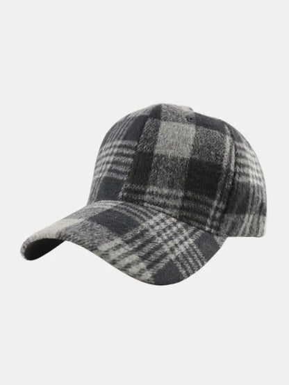 Adjustable Plaid Cotton Baseball Cap Black One Size