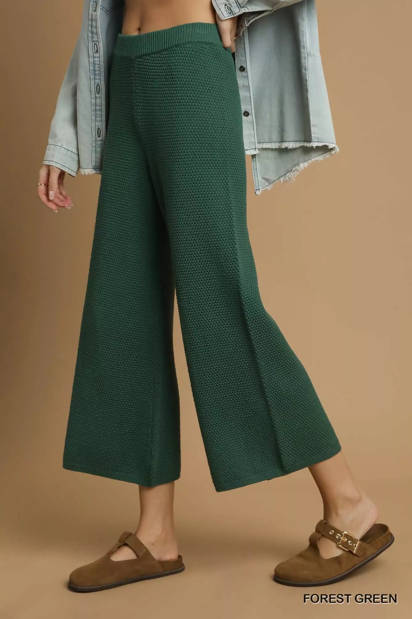 Textured Ankle Length Knit Wide Leg Pants | Trendy Pants Outfit Idea for Women by Ro + Ivy | Elevated Basics, Modern Comfort & Style