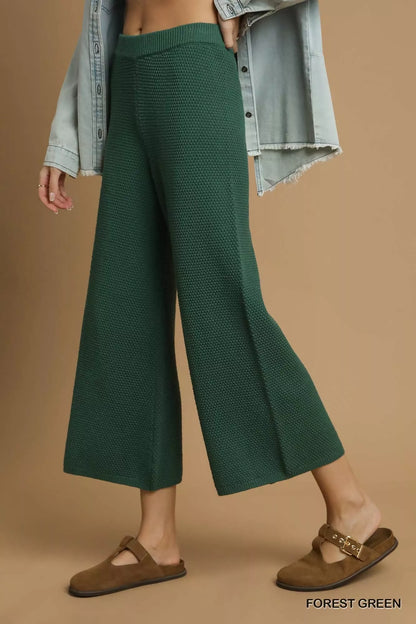 Textured Ankle Length Knit Wide Leg Pants | Trendy Pants Outfit Idea for Women by Ro + Ivy | Elevated Basics, Modern Comfort & Style