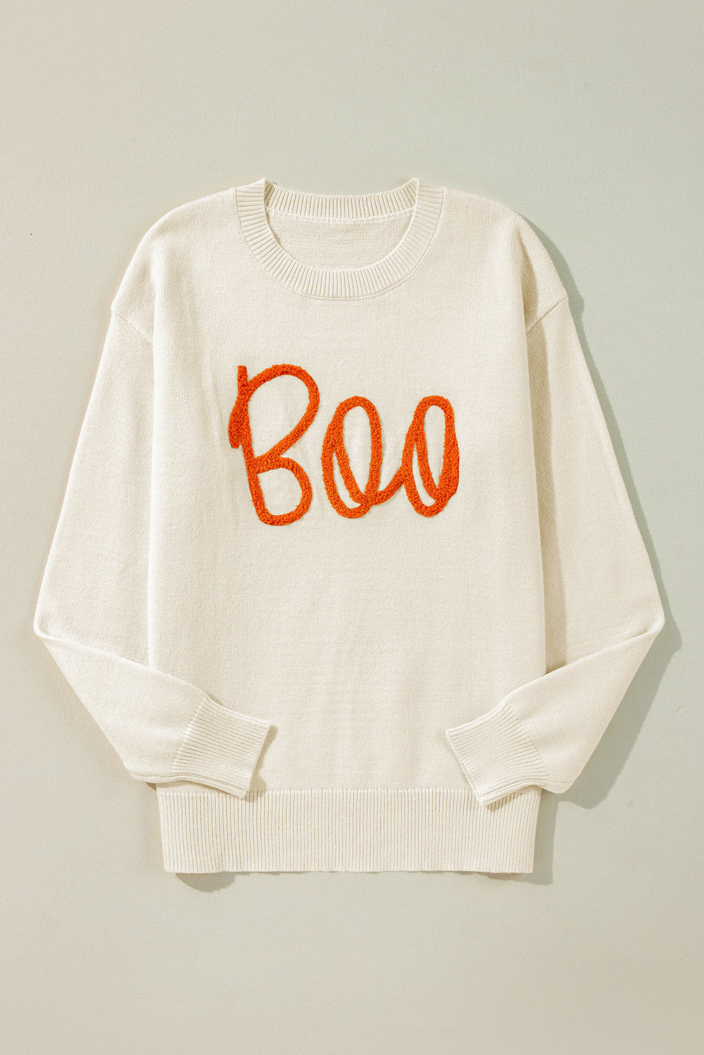 Halloween Boo Crew Neck Drop Shoulder Sweater
