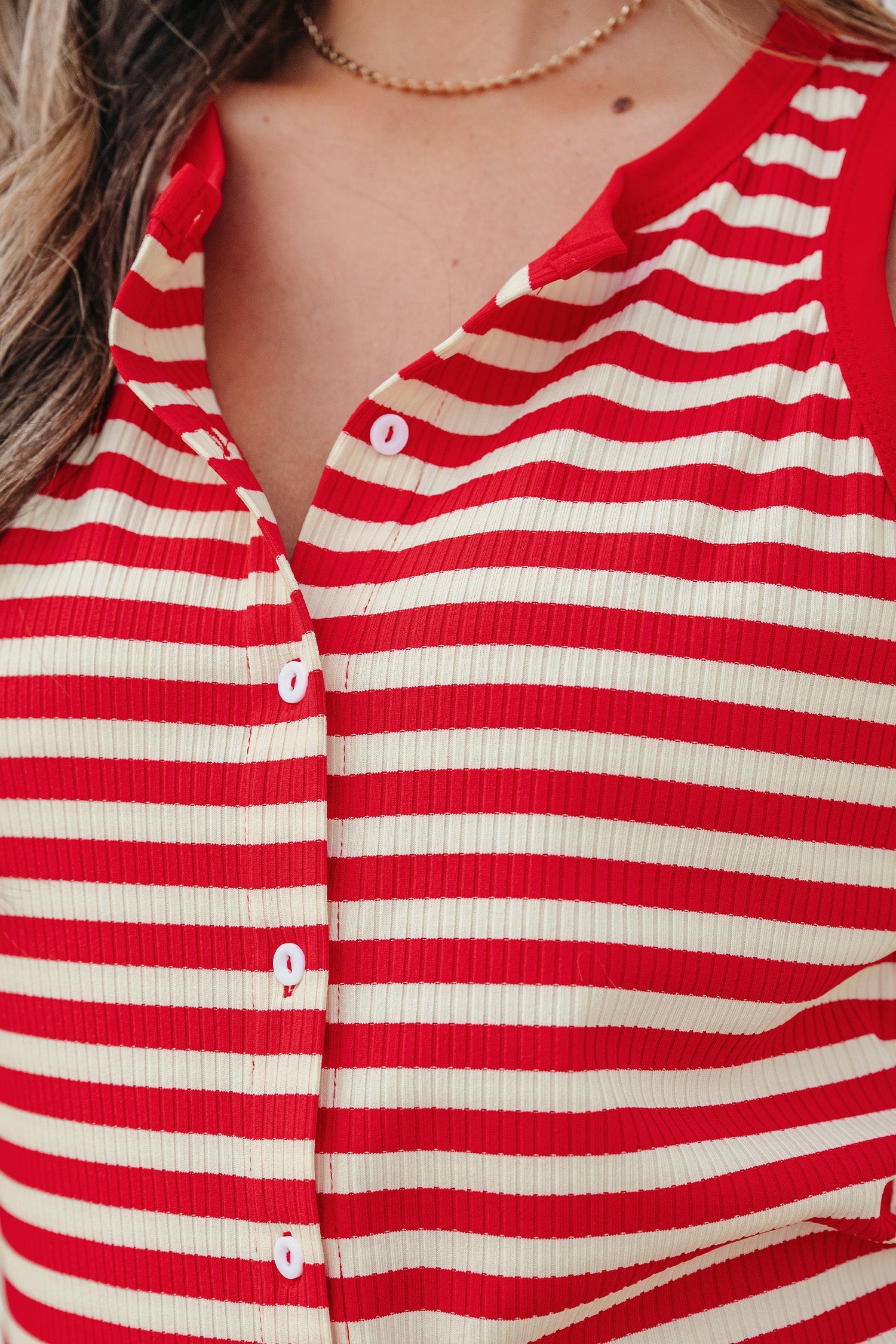 Bold Stripe Round Neck Ribbed Knit Sleeveless Tank Top — Fresh Everyday Style - Tank Tops