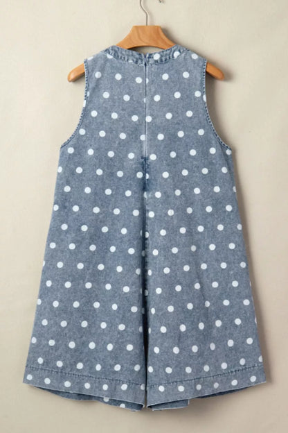 Women's Vintageka Dot Denim Romper - Rompers