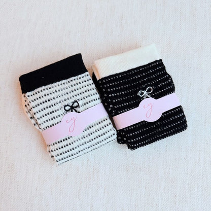 Stripped Bow Socks Set Of 2 | Trendy Socks Outfit Idea for Women by Ro + Ivy | Elevated Basics, Modern Comfort & Style