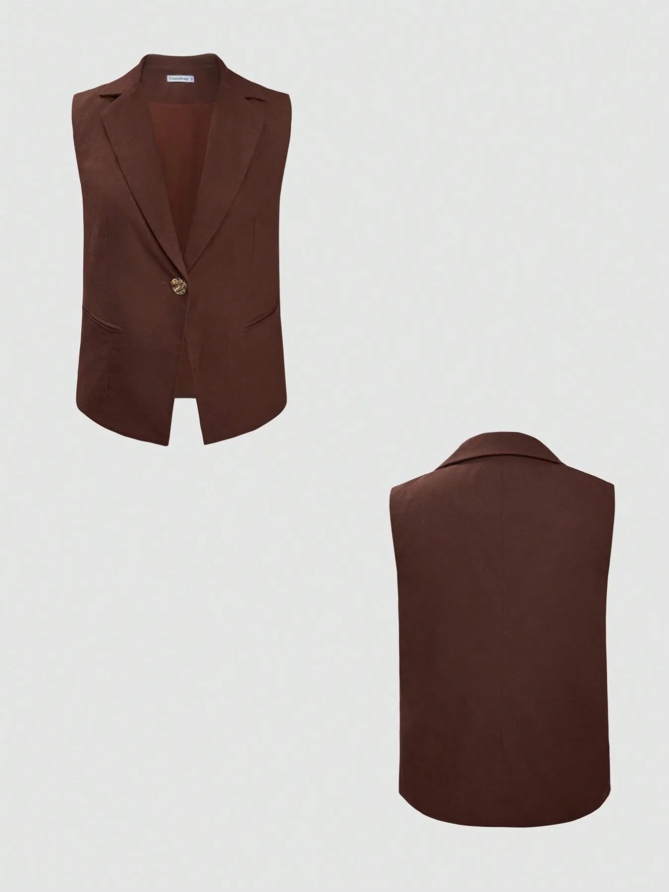 Women's One Button Sleeveless Top and Pants Set - Matching Sets