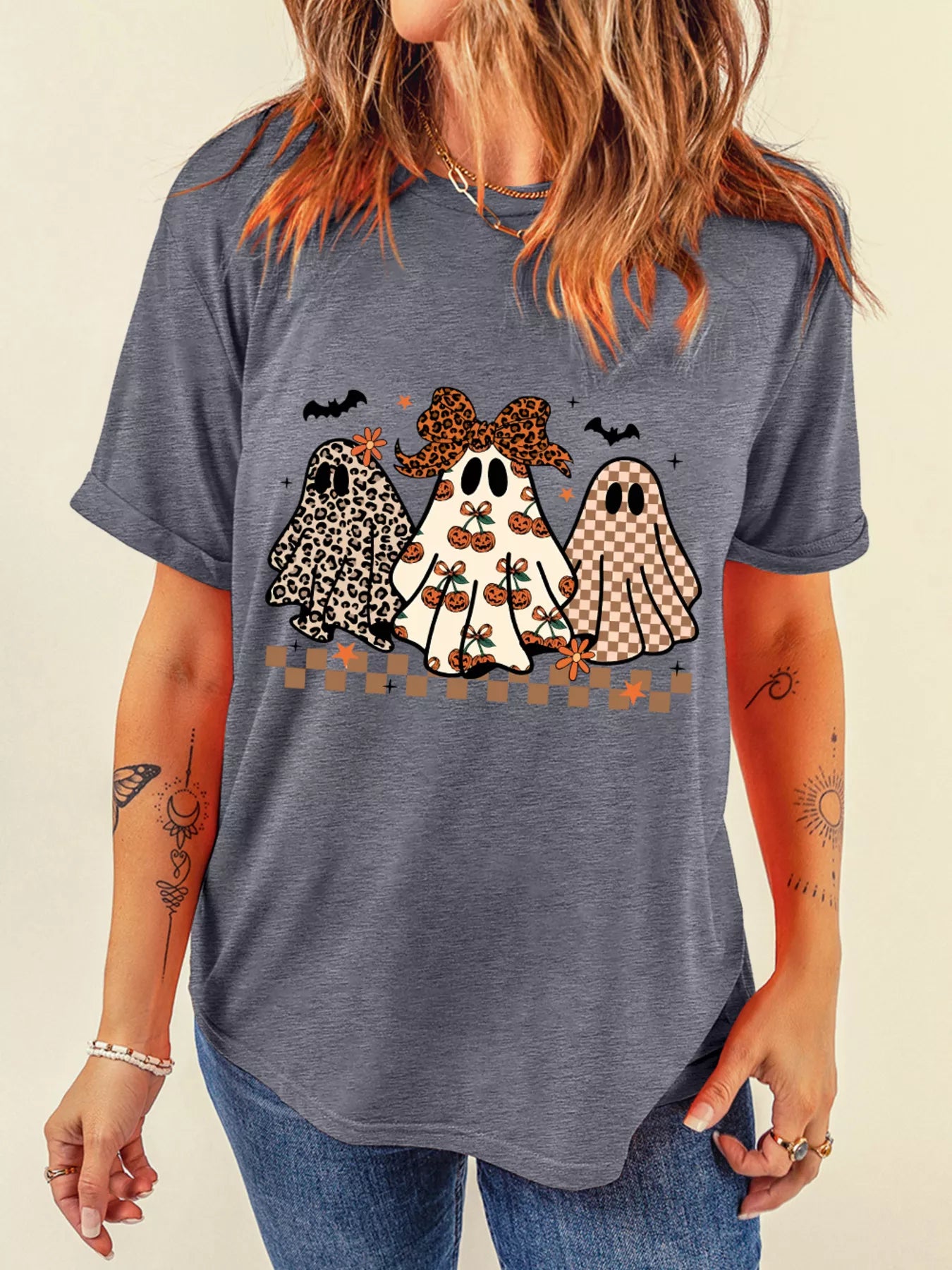Halloween Ghosts Round Neck T-Shirt