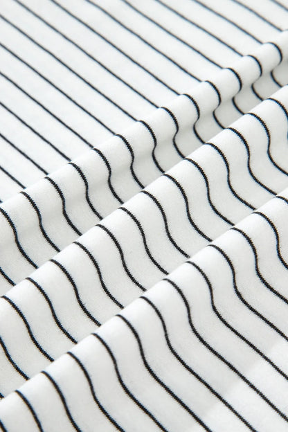 Stripe Short Sleeve Crew Neck Casual Tee With Chest Pocket - Shirts