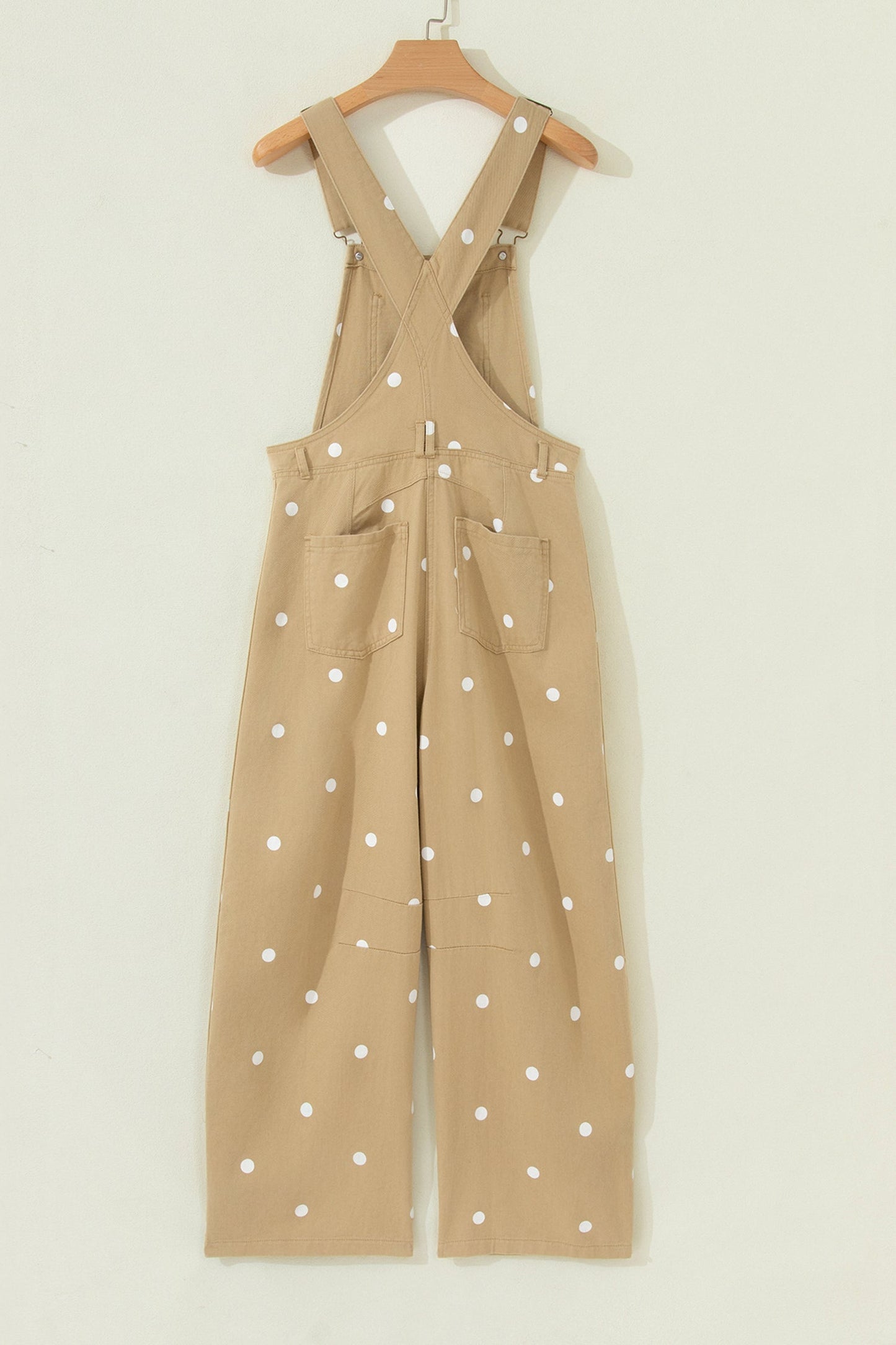 Polka Dot Denim Barrel Leg Overalls