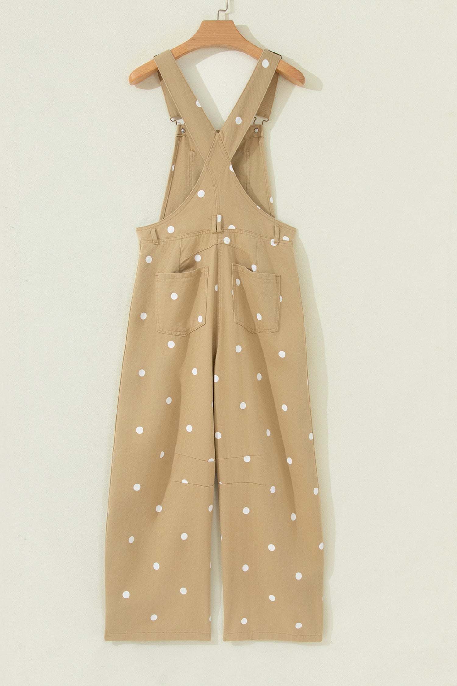 Polka Dot Denim Barrel Leg Overalls