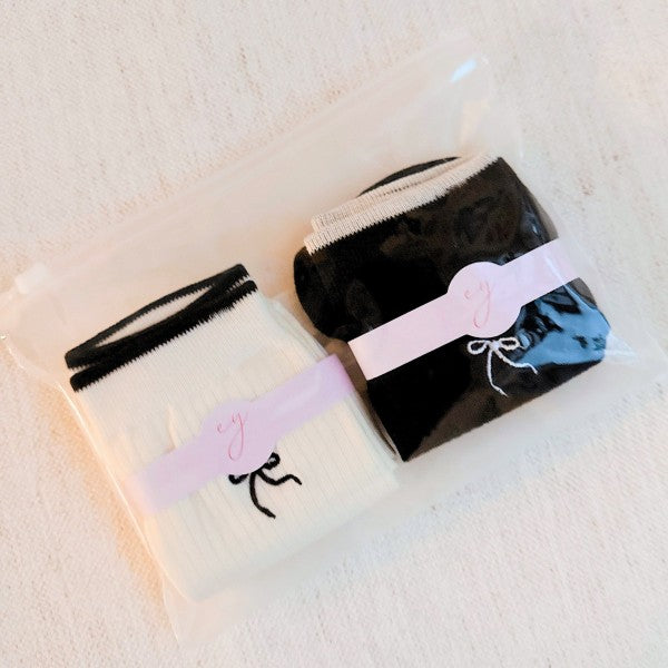 Embroidered Simple Bow Socks Set Of 2 | Trendy Socks Outfit Idea for Women by Ro + Ivy | Elevated Basics, Modern Comfort & Style