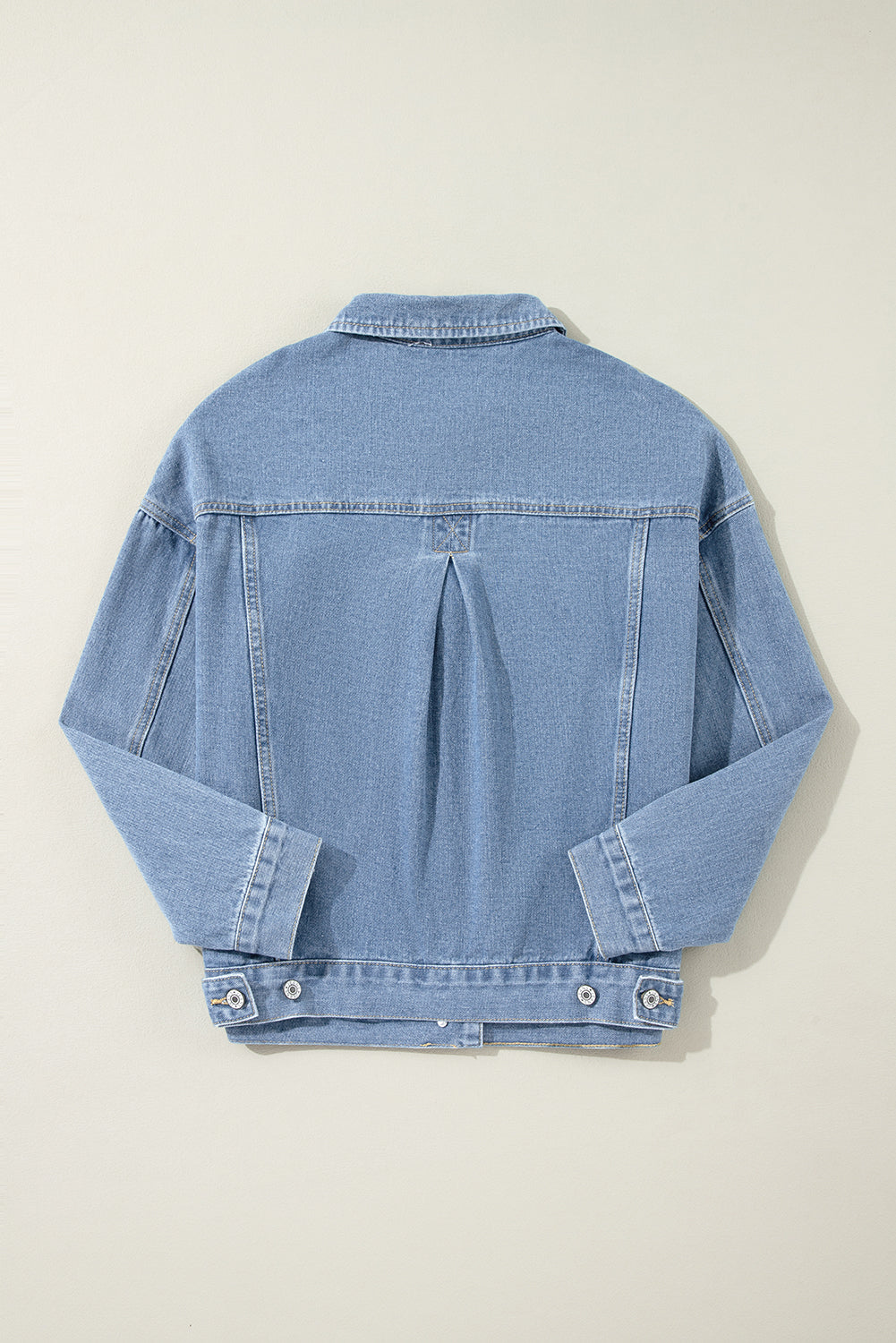 Striped Washed Denim Chest Pocket Oversized Vintage Jacket — Laid-Back Casual Style - Outerwear/Denim jackets