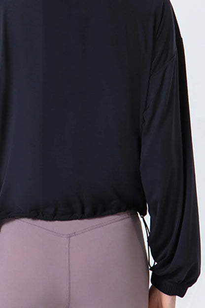 Side Drawstring Zip Up Dropped Shoulder Activewear Jacket