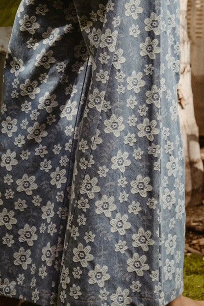 Floral Texture Wide Leg Jeans – outfit idea for women | Ro + Ivy