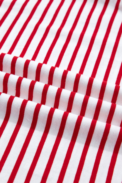 Classic Striped Puff Sleeve Casual T-Shirt — Comfortable Relaxed Everyday Style - Tops & Tees