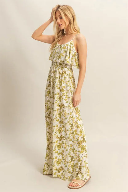 Floral Print Spaghetti Strap Wide Leg Jumpsuit – outfit idea for women | Ro + Ivy