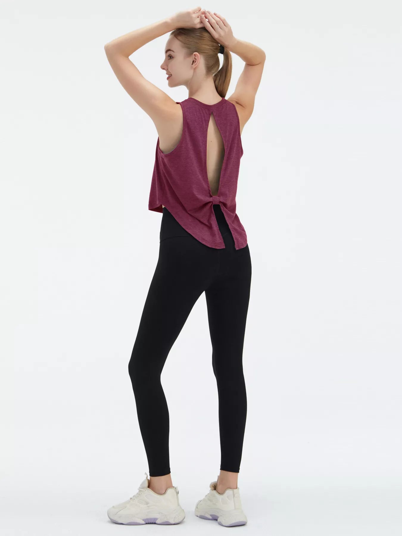 Back Cutout Round Neck Activewear Tank