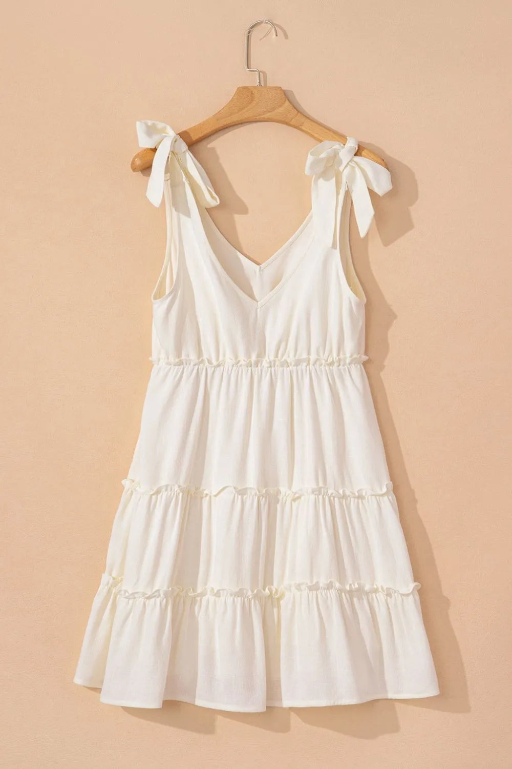 Women's Tied Strap Ruffle Tiered Mini Dress - Mini Dresses