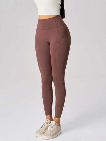 High Waist Active Leggings with Pockets Dark Brown